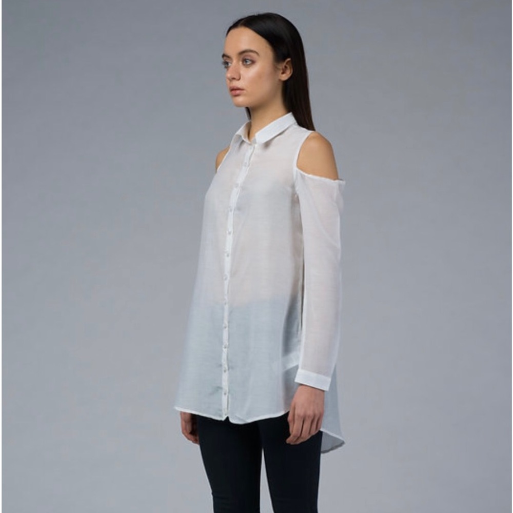 IMAIMA - TIARA - POLO NECK CUT OUT SHOULDERS 50% SILK/50% COTTON - US SIZE 6 - Picture 3 of 6
